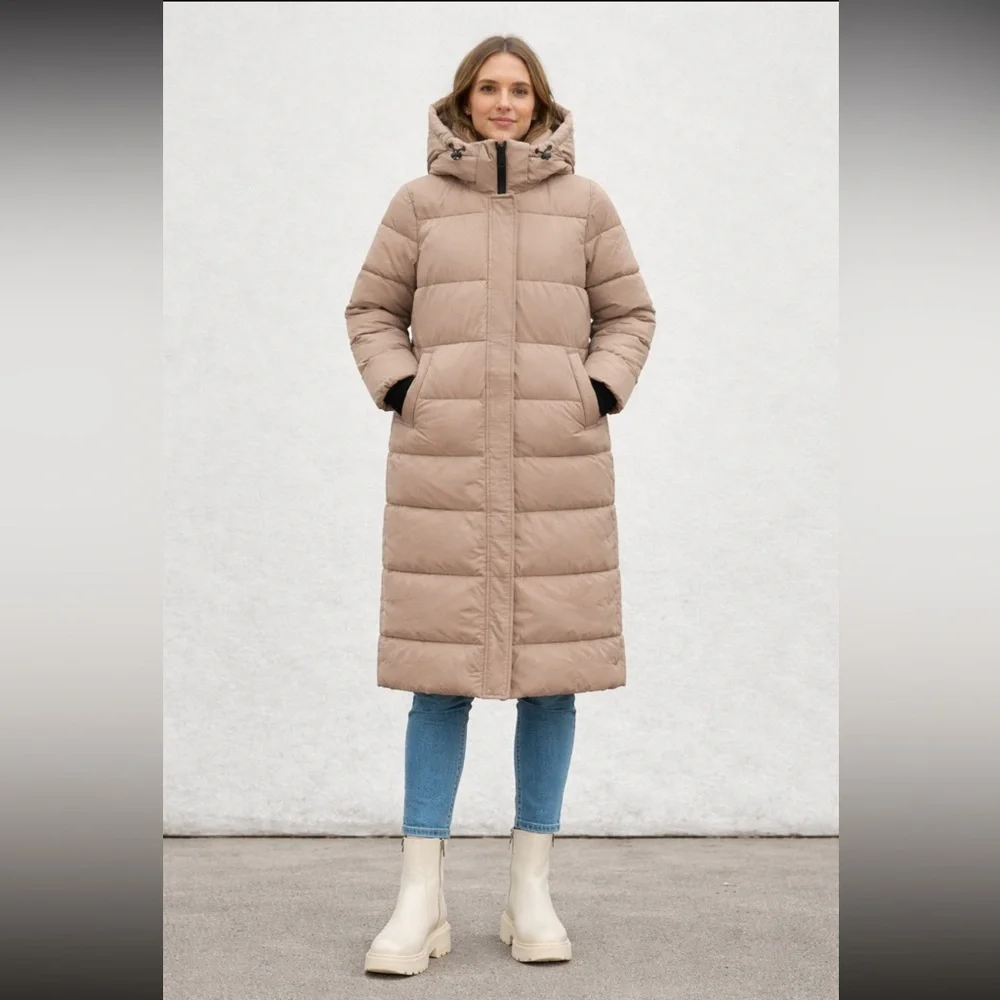 London Fog Women's Removable‎ Hood Ulta Long Puffer Coat - Latte